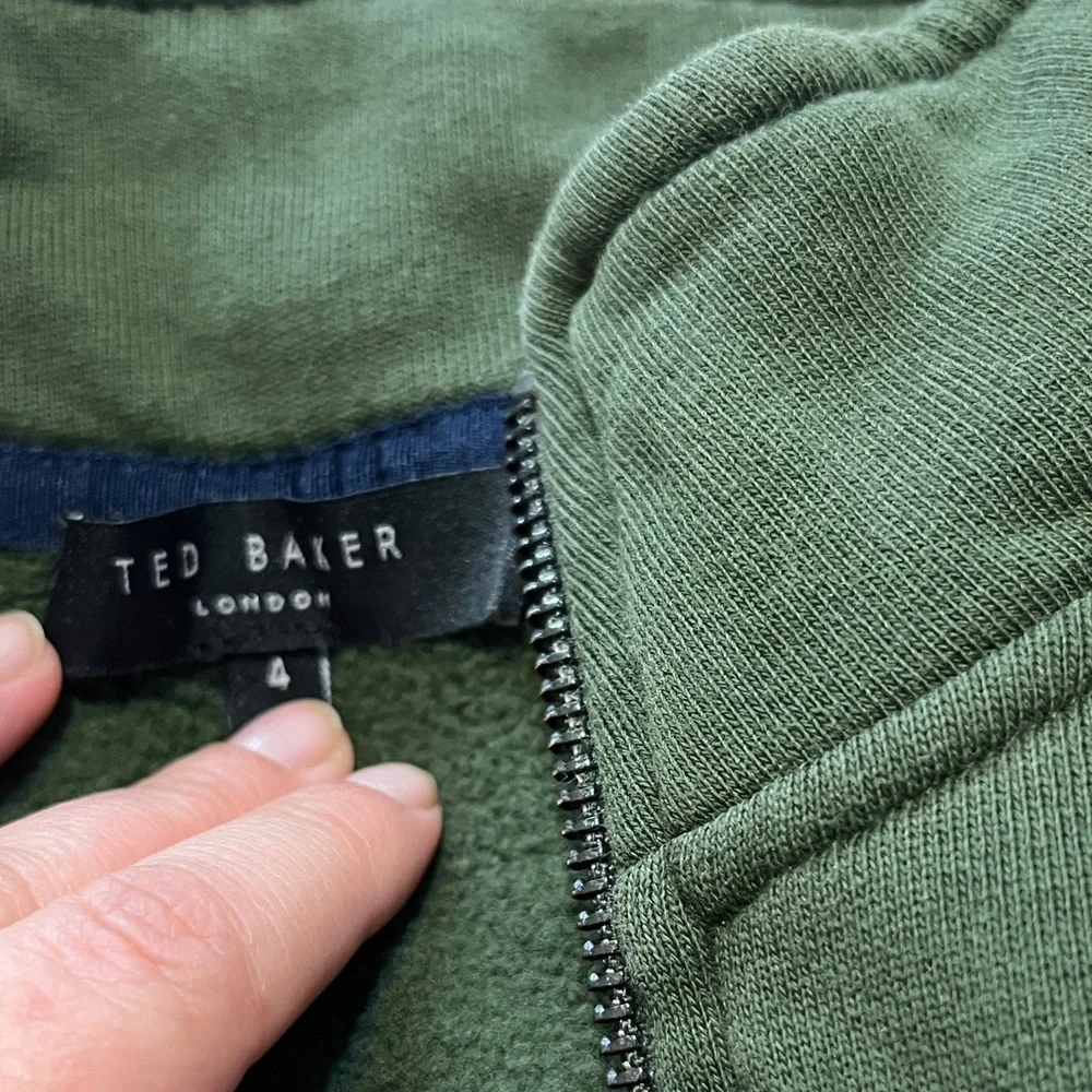 Ted Baker London, Men's Dark Green Quarter-Zip Sweater - Size 4
